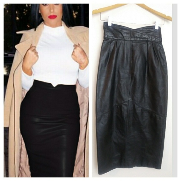 Bermans Dresses & Skirts - VINTAGE BERMAN'S High Waist Leather Skirt